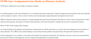 NURS 6501 Assignment Case Study on Disease Analysis