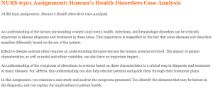 NURS 6501 Assignment Human's Health Disorders Case Analysis
