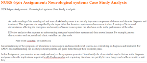 NURS 6501 Assignment Neurological systems Case Study Analysis