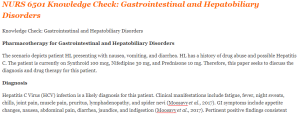 NURS 6501 Discussion Knowledge Check Gastrointestinal and Hepatobiliary Disorders