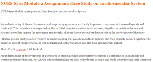 NURS 6501 Module 2 Assignment Case Study on cardiovascular System