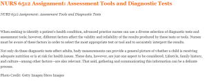 NURS 6512 Assignment Assessment Tools and Diagnostic Tests