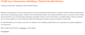 NURS 6512 Discussion Building a Patient Health History