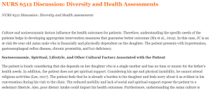 NURS 6512 Discussion: Diversity and Health Assessments