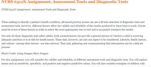 NURS 6512N Assignment Assessment Tools and Diagnostic Tests