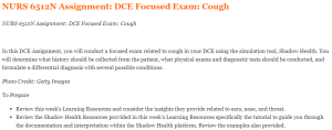 NURS 6512N Assignment DCE Focused Exam Cough