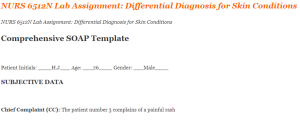 NURS 6512N Lab Assignment Differential Diagnosis for Skin Conditions