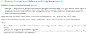 NURS 6521 Discussion Diabetes and Drug Treatments