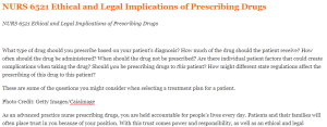 NURS 6521 Ethical and Legal Implications of Prescribing Drugs 