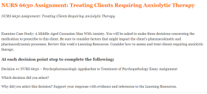 NURS 6630 Assignment Treating Clients Requiring Anxiolytic Therapy