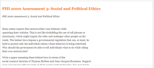 PHI 2000 Assessment 3  Social and Political Ethics