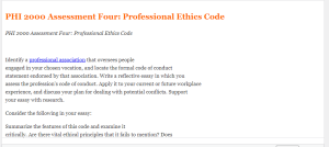 PHI 2000 Assessment Four  Professional Ethics Code