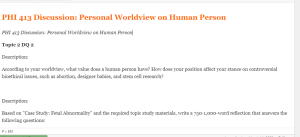 PHI 413 Discussion  Personal Worldview on Human Person