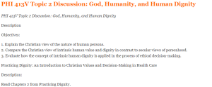 PHI 413V Topic 2 Discussion God, Humanity, and Human Dignity