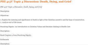 PHI 413V Topic 4 Discussion Death, Dying, and Grief