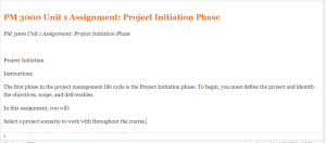 PM 3000 Unit 1 Assignment  Project Initiation Phase
