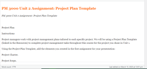 PM 3000 Unit 2 Assignment  Project Plan Template