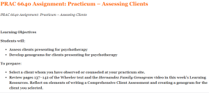 PRAC 6640 Assignment Practicum – Assessing Clients