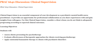 PRAC 6640 Discussion Clinical Supervision