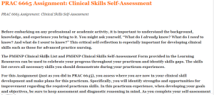 PRAC 6665 Assignment Clinical Skills Self-Assessment