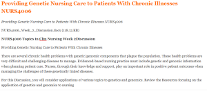 Providing Genetic Nursing Care to Patients With Chronic Illnesses NURS4006