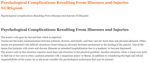 Psychological Complications Resulting From Illnesses and Injuries NURS4006