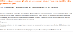SN 6105 Assessment 4 build an assessment plan of your own that fits with your course plan