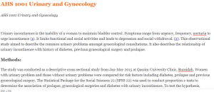 AHS 1001 Urinary and Gynecology