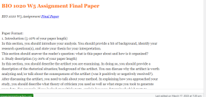BIO 1020 W5 Assignment Final Paper