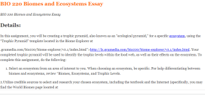 BIO 220 Biomes and Ecosystems Essay