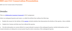BIO 220 CLC Conservation Presentation