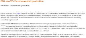 BIO 220 W1 Environmental protection