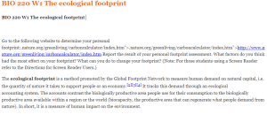 BIO 220 W1 The ecological footprint 