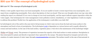 BIO 220 W7 The concept of hydrological cycle