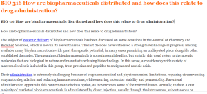 BIO 316 How are biopharmaceuticals distributed and how does this relate to drug administration