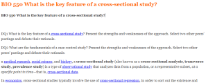 BIO 550 What is the key feature of a cross-sectional study