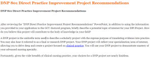 DNP 801 Direct Practice Improvement Project Recommendations