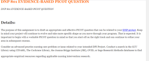 DNP 801 EVIDENCE-BASED PICOT QUESTION