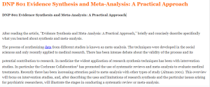 DNP 801 Evidence Synthesis and Meta-Analysis A Practical Approach