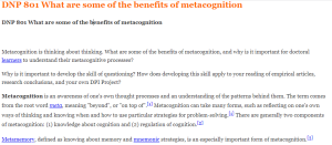 DNP 801 What are some of the benefits of metacognition