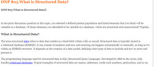 DNP 805 What is Structured Data