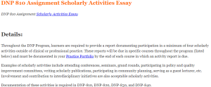 DNP 810 Assignment Scholarly Activities Essay