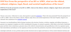 DNP 810 From the perspective of an RN or APRN, what are the ethical, cultural, religious, legal, fiscal, and societal implications of the issue