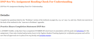 DNP 810 W2 Assignment Reading Check For Understanding