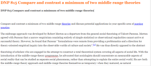 DNP 815 Compare and contrast a minimum of two middle range theories