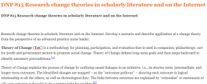 DNP 815 Research change theories in scholarly literature and on the Internet