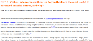 DNP 815 Which science-based theories do you think are the most useful to advanced practice nurses, and why