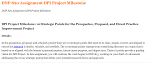 DNP 820 Assignment DPI Project Milestone