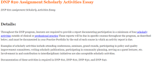 DNP 820 Assignment Scholarly Activities Essay