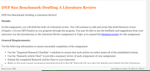 DNP 820 Benchmark-Drafting A Literature Review